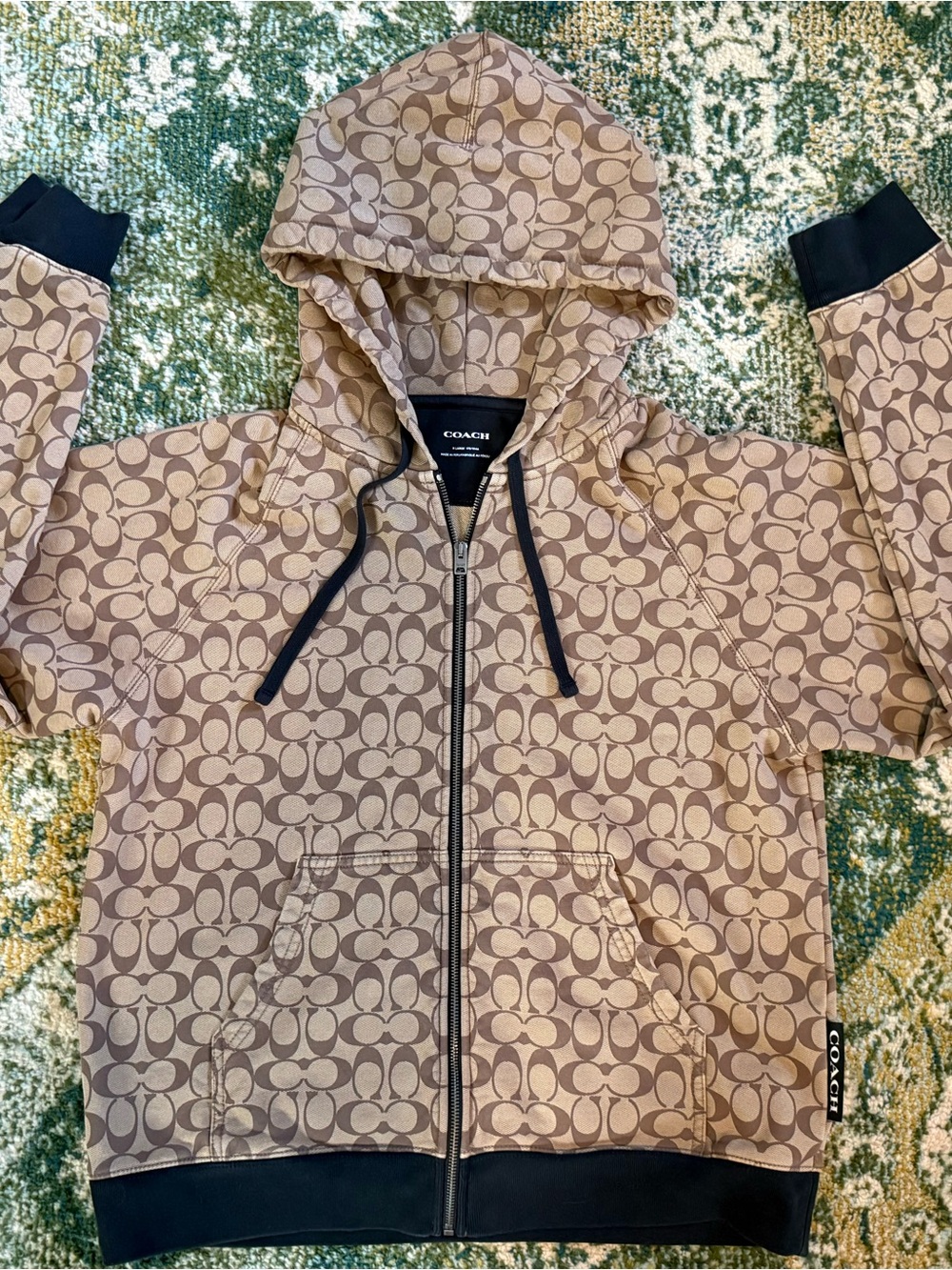 Coach Brown Khaki Signature Zip Hoodie